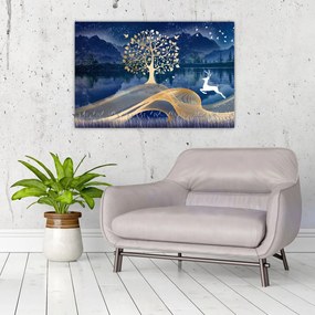 Obraz jeleňov pri splne (90x60 cm)