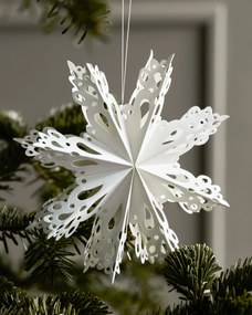 House Doctor Papierová vianočná ozdoba Snowflake White 15 cm – set 4 ks