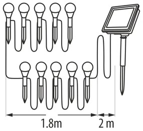 LED RGB Solárne svietidlo 10xLED/1,2V 300 mAh IP44 čierna