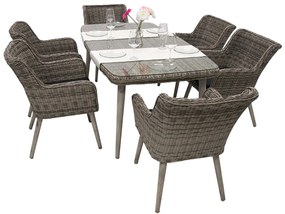 DEOKORK Záhradná ratanová zostava VICTORIA 1+6 (sivá)