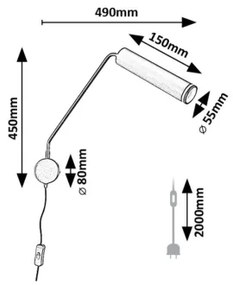 Rabalux 73041 - Nástenná lampa SENOBIA 1xGU10/35W/230V