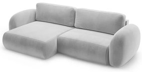 Svetlosivá zamatová rozkladacia/s úložným priestorom rohová pohovka Tonale – Cosmopolitan Design