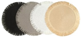 Okrúhla podložka v boho štýle so strapcami - prestieranie 38 cm sivá