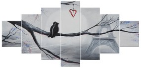 Gario Ručne maľovaný obraz Vtáčia romantika v Paríži - 7 dielny Rozmery: 210 x 100 cm