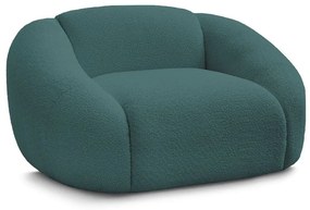 Tyrkysovomodré kreslo z textílie bouclé Tina – Bobochic Paris