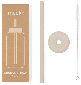 Silikónová slamka s čistiacou kefkou/s viečkom Summer Sand – Muuki