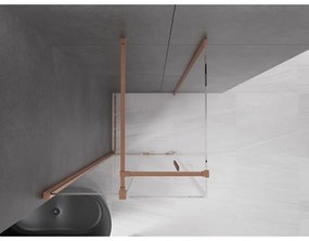 Mexen Velar, sprchový kút s posuvnými dverami 120(dvere) x 120(stena) cm, 8mm číre sklo, medená matná, 871-120-120-01-65