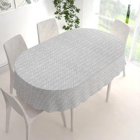 Biante Bavlnený oválny obrus Sandra SA-212 Listy na sivom 120x140 cm