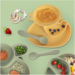 Žltý silikónový detský tanier 19x19,5 cm Chicken – Orion