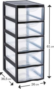 SUNDIS Úložný box s 5 vyššími zásuvkami, antracit, OFFICEMIX