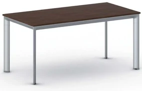 Rokovací kancelársky stôl PRIMO INVITATION, 160x80 cm, sivostrieborná podnož, orech