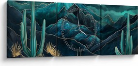 Obraz - Tyrkysová noc (s hodinami) (90x30 cm)