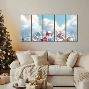 5-dielny obraz zimná dedina splnených prianí