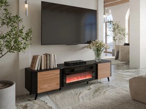 TV skrinka/stolík s krbom Newort 200 EF, Farby: čierna matná