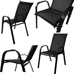 TRENDIE Záhradné stoličky sada 2ks čierne