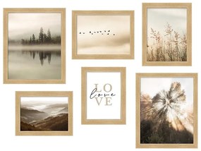 6-dielná súprava fotorámčekov MDF M1126 dub medový