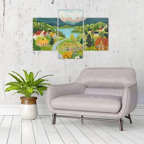Obraz - Dedina v horách (90x60 cm)