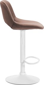 Barová stolička Camden - zamat, biely rám Hnedá