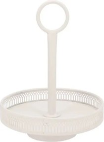 Biely antik kovový etažér s okrajom Nordic - Ø 20*27 cm