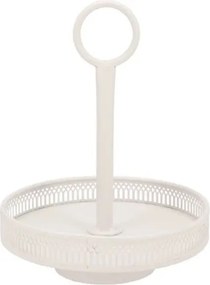 Biely antik kovový etažér s okrajom Nordic - Ø 20*27 cm