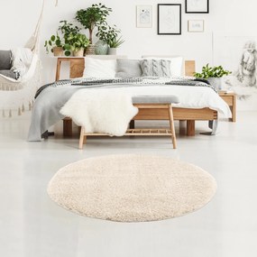 Dekorstudio Jednofarebný okrúhly koberec PULPY krémový Priemer koberca: 80cm