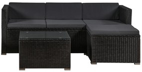 InternetovaZahrada - Záhradný ratanový set Punta Cana M - čierny/antracit podušky