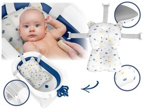 Skladacia detská vanička s vložkou Ricokids RK-286 biela a modrá