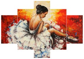 Gario Ručne maľovaný obraz Unavená baletka - 5 dielny Rozmery: 150 x 70 cm