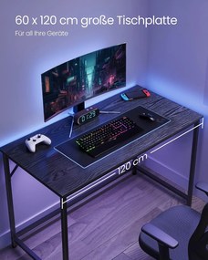 Kancelársky stôl, industriálny dizajn, 76x120x60cm, čierny