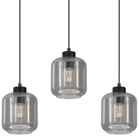 Závesné svietidlo Sombra, 3x grafitové sklenené tienidlo, b