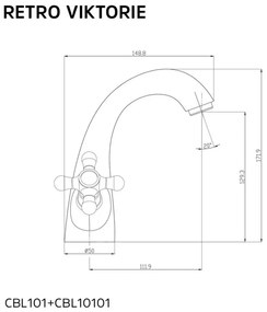 Mereo, Umývadlová stojanková batéria, Retro Viktorie, bez výpuste, chróm, MER-CBL10101