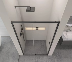 CERANO - Sprchové posuvné dvere Varone LINE Ľ/P - čierna matná, transparentné sklo - 90x195 cm, CER-CER-478081