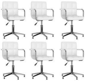 Otočné jedálenské stoličky 6 ks biele umelá koža 3088082