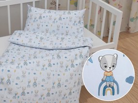 Biante Detské bavlnené posteľné obliečky do postieľky Sandra SA-463 Medvedíky s balónikmi na svetlo modrom Do postieľky 90x140 a 40x60 cm