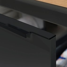 Mereo Mailo, kúpeľňová skrinka 61 cm, čierne madlo, Multidecor, Javor Hard šampanský, MER-CN590SBJHS2