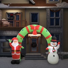 Vianočný nafukovací oblúk so Santom a snehuliakom LED 223 cm 289303