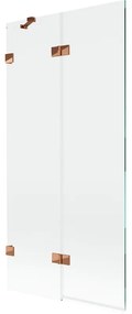 Mexen Lunar, 2-krídlová vaňová zástena ľavá 90 x 150 cm, číre sklo, ružové zlato, 897-090-100-60-00-L