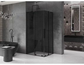 Mexen Velar L Duo, sprchový kút s posuvnými dverami 90 x 80 cm, 8mm šedé sklo, čierna matná, 871-090-080-02-43-70