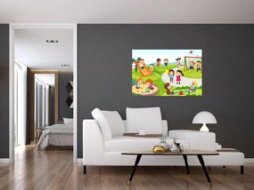 Obraz detských radovánok na pieskovisku (90x60 cm)