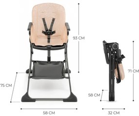 KINDERKRAFT - Detská jedálenská stolička FOLDEE ružová