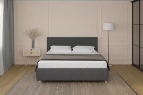 Enzio Elegantná čalúnená posteľ Boston Frame, farba Tetra Steel, 180x200 cm