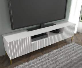 TV stolík/skrinka 200 2D2S Warsaw (biela + zlatá). Akcia -20%. Vlastná spoľahlivá doprava až k Vám domov. 1125136