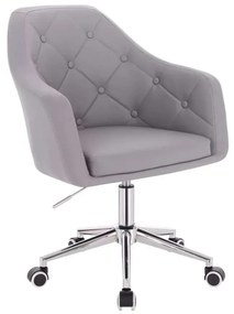 LuxuryForm DESIGN Kreslo ANDORA na strieborné podstave s kolieskami - šedé
