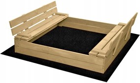 SAND TROPIC Drevené pieskovisko s lavičkami a príslušenstvom 120x120cm (prírodné)