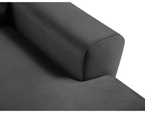 Tmavosivá zamatová rozkladacia/s úložným priestorom rohová pohovka (pravý roh/s leňoškou) Kyoto – Cosmopolitan Design