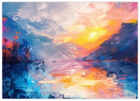 Sklenený obraz - Maľba krajiny (70x50 cm)