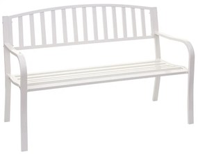 Záhradná lavička F43 2-miestna - práškovaná oceľ, 128 cm - Biela