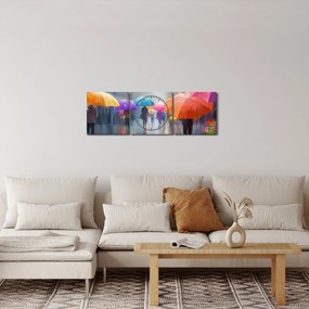 Obraz - Daždivý deň (s hodinami) (90x30 cm)