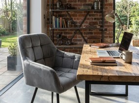 Sivé jedálenské kreslo MARLEN VELVET s čiernymi nohami