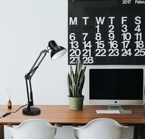 Smart LED Čierna kovová stolná lampa nastaviteľná s klipom 1xE27